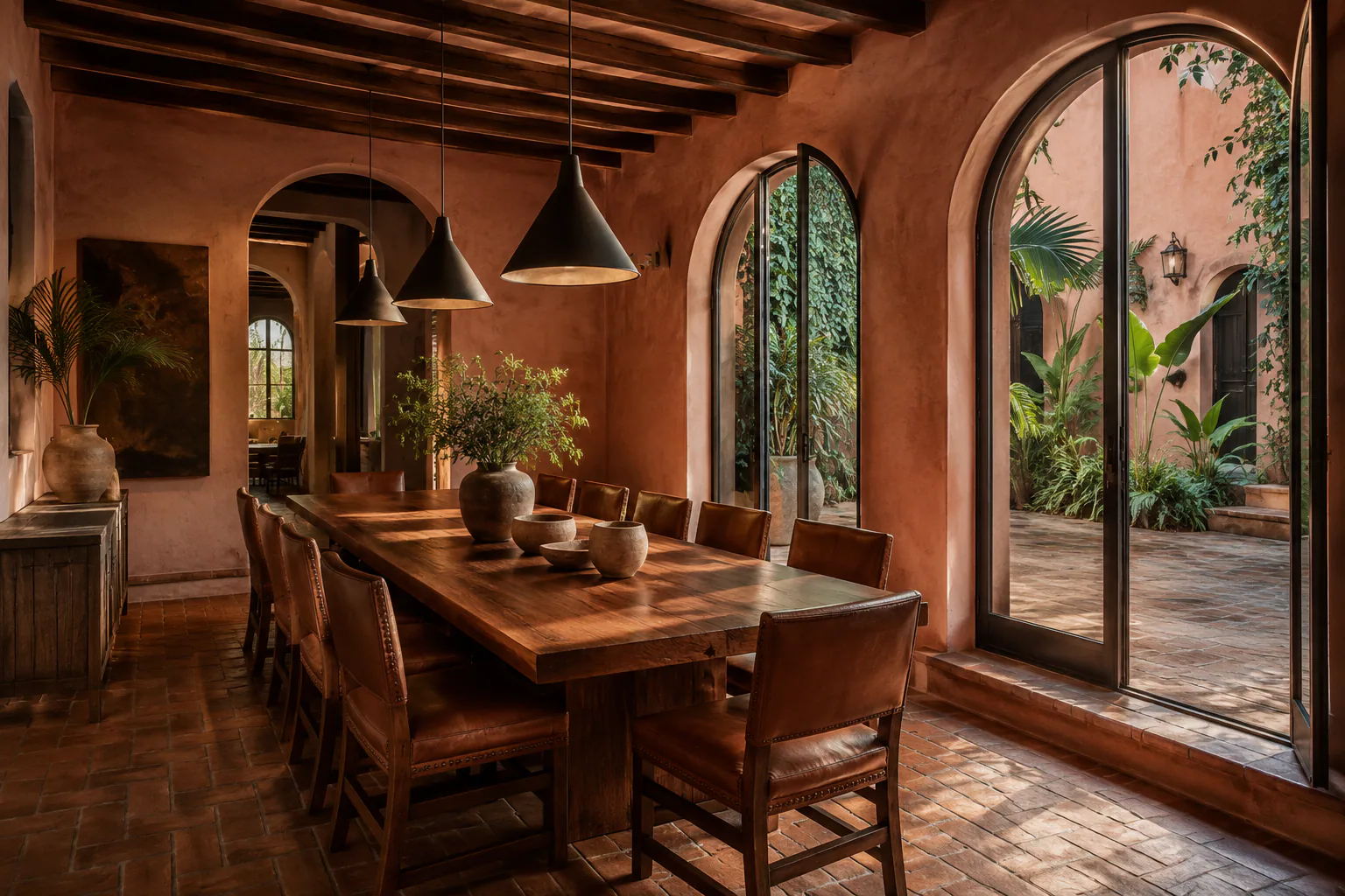 Mexican Modern Hacienda Dining Room interior in rustic style