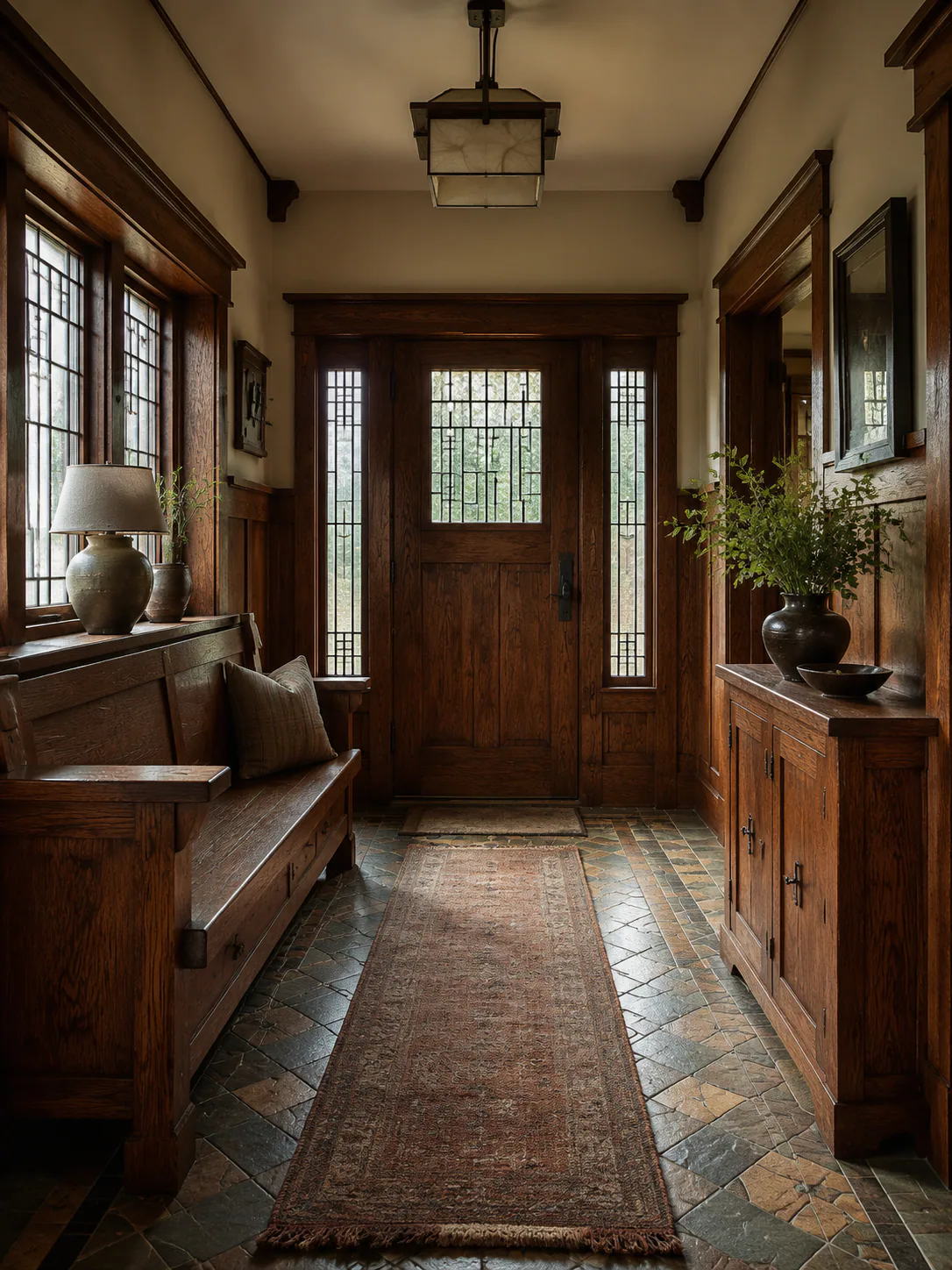 Arts and Crafts Entry Hall interior in traditional style