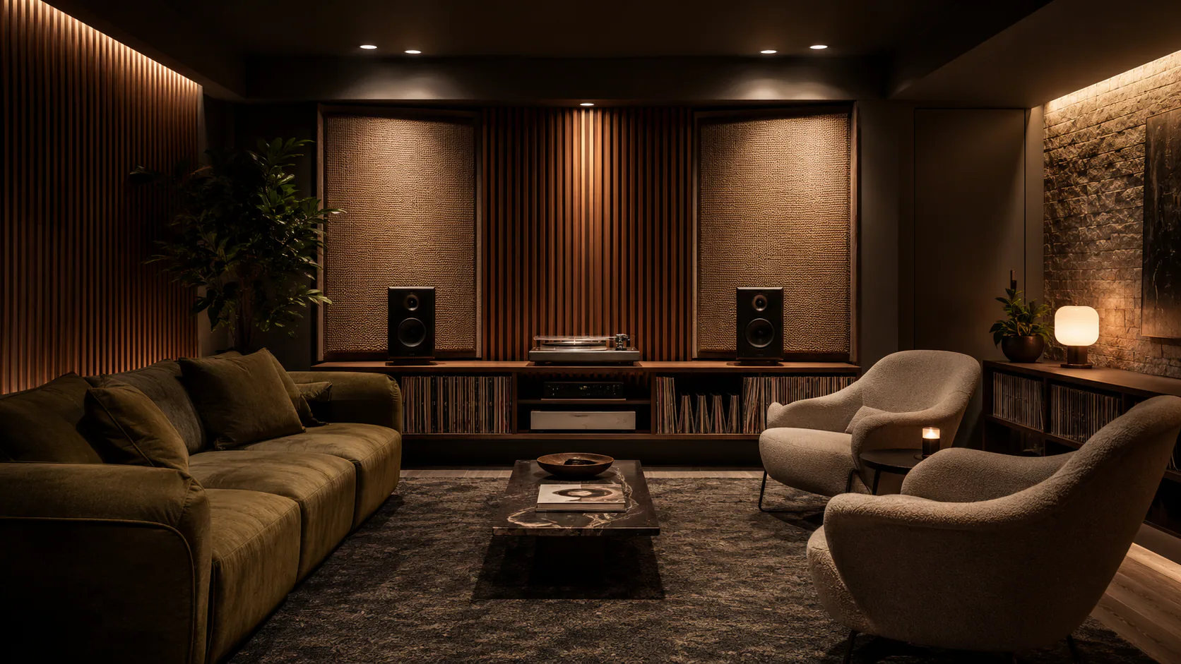 Audiophile Basement Listening Room interior in contemporary style