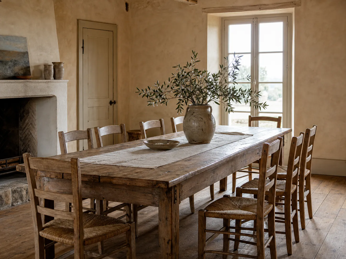 French Country Farmhouse Dining Room interior in french country style