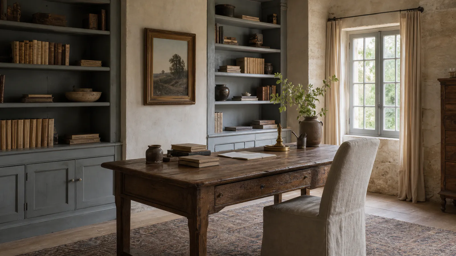 French Country Library Office interior in french country style