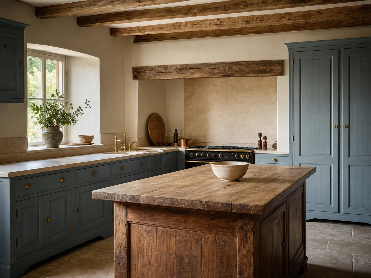 French Country Blue Kitchen interior in french country style